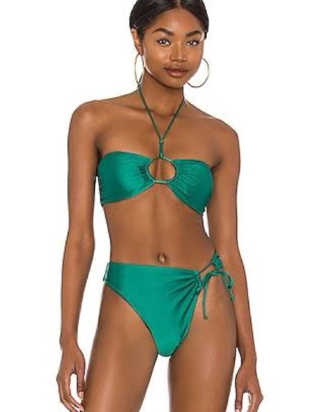 Revolve Emerald Ring-Front Bandeau Bikini Set - Women Swim